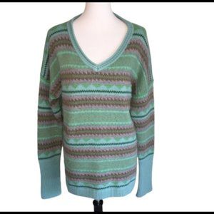 Sundance Seafoam Fair Isle V-neck Pullover Sweater